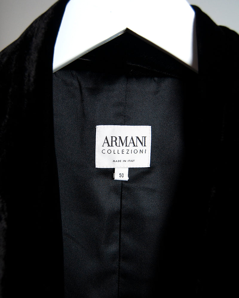 Some Things Never Fade designer vintage preloved Armani velvet draped neckline jacket Morticia Addams style