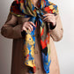Floral stripe silk scarf