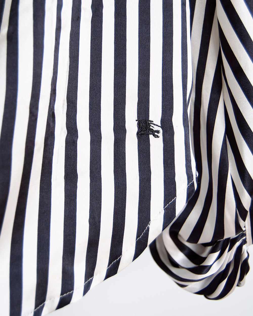 some things never fade preloved designer vintage burberry satin silk stripe shirt balloon sleeves blouse