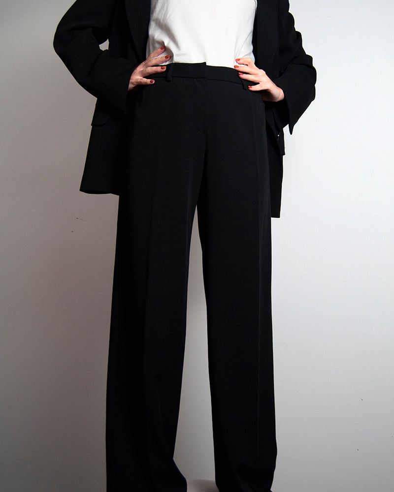 Some Things Never Fade designer vintage preloved Armani black tailored wide leg trousers