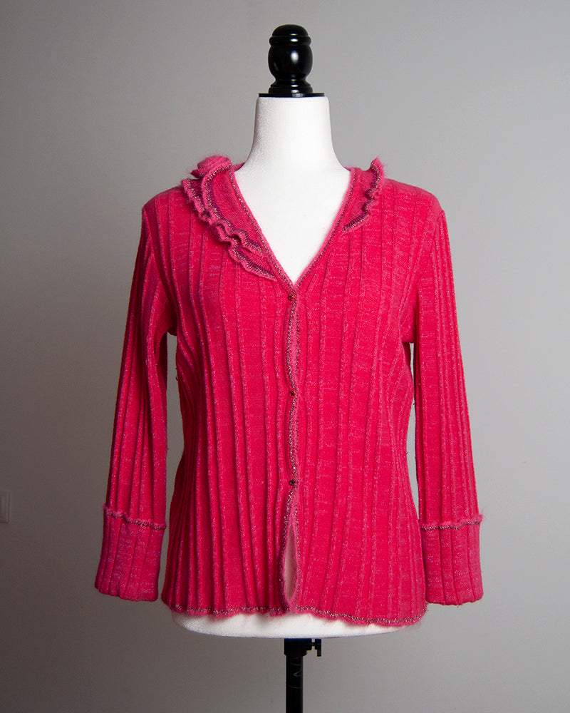 Some Things Never Fade designer vintage preloved Roberto Cavalli y2k hot pink fuchsia cardigan wool alpaca knit