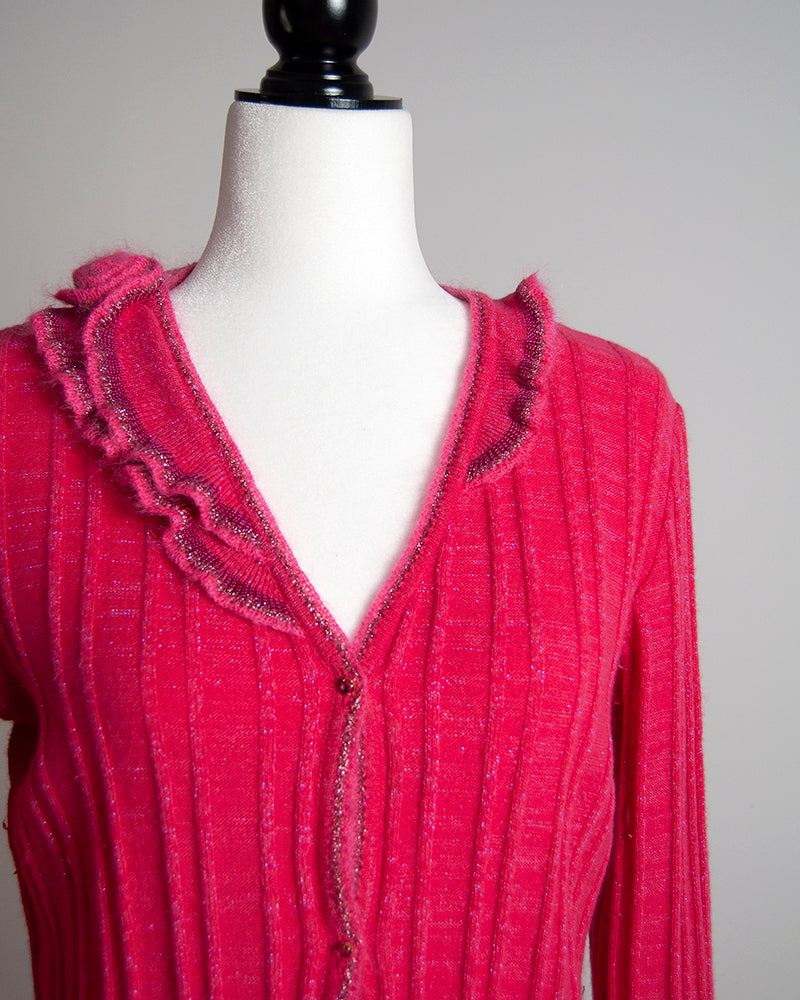 Some Things Never Fade designer vintage preloved Roberto Cavalli y2k hot pink fuchsia cardigan wool alpaca knit
