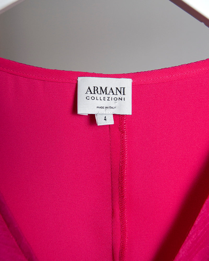 Some Things Never Fade designer vintage preloved Armani hot pink blouse top ruched chest