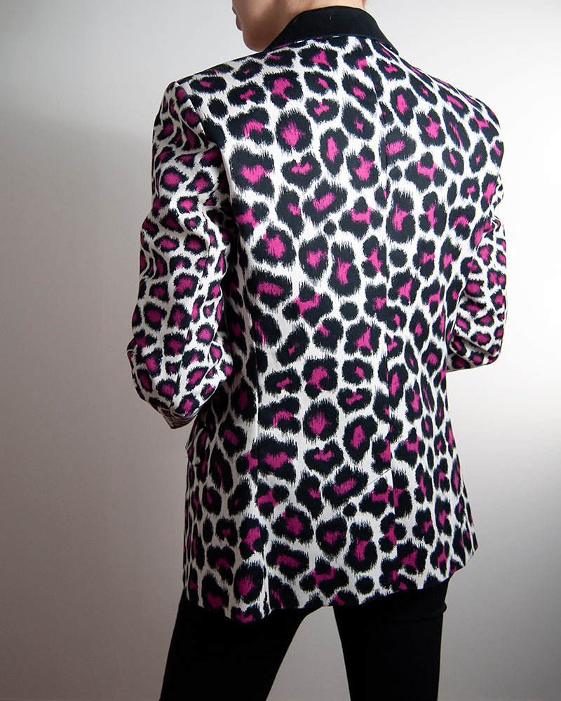 some things never fade preloved designer vintage michael kors black pink leopard print blazer animal