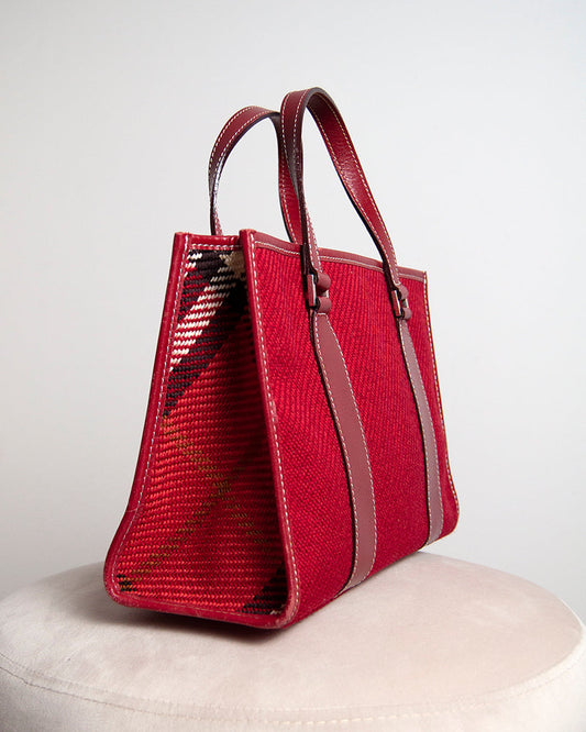 Burberry red tote bag