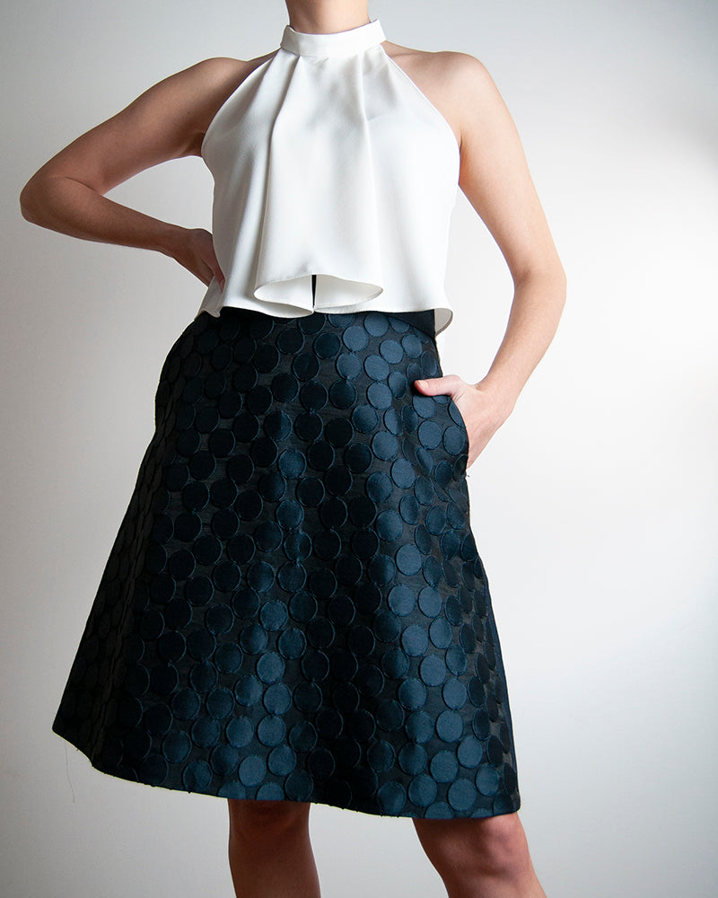some things never fade preloved designer vintage maxmara denim polka dot jacquard skirt